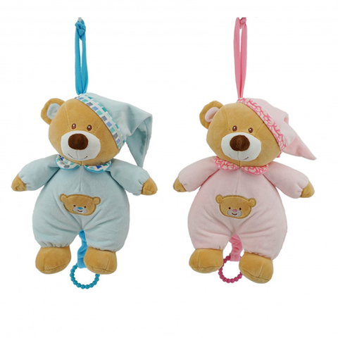 WOODY TOYS CUNERO OSO ROSA CELESTE 30,5CM