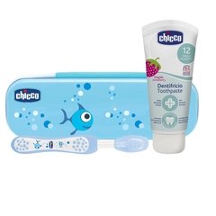 CHICCO SET DE CUIDADO ORAL CON FLUOR 6-36M AZUL