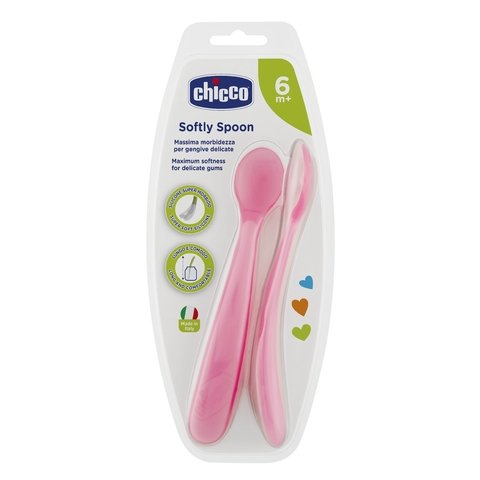 CHICCO CUCHARA EASY MEAL SILICONA ROSA 6M+ X 2
