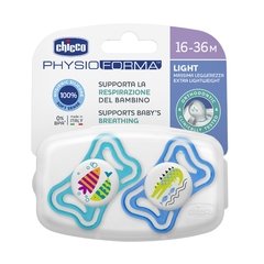 CHICCO CHUPETE PHYSIO LIGHT AZUL 16-36 M 2 UDS