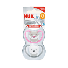 NUK SET DE 2 CHUPETES SPACE TALLE 1 0-6M GATO / OSO POLAR - PUERCOESPIN N0730377