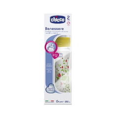 CHICCO BIBERÓN WELLBEING COLOR NEUTRO 250 ML SILICONA FLLUJO MEDIO 2M+ - comprar online