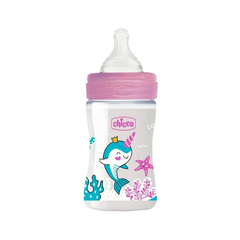 CHICCO BIBERÓN WELLBEING ROSA 150 ML SILICONA FLLUJO LENTO 0M+ - comprar online