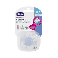 CHICCO CHUPETE CONFORT AZUL SILICONA 0-6 M X 1 UNIDAD