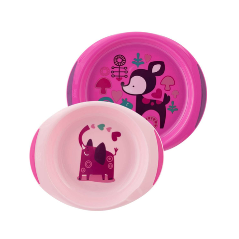 CHICCO SET DE PLATOS 12M+ ROSA