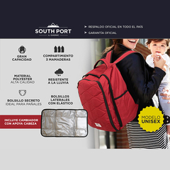 SOUTH PORT MOCHILA MATERNAL PRO CAMBIADOR GRIS MOCH099G - tienda online