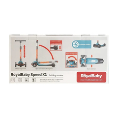 ROYAL BABY MONOPATÍN SCOOTER PLEGABLE AZUL NARANJA RB-S1 64010164 - Childs Especialistas en Bebes