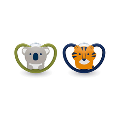 NUK SET DE 2 CHUPETES SPACE TALLE 2 6-18 M KOALA / TIGRE N0736439 - comprar online