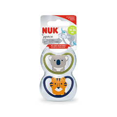 NUK SET DE 2 CHUPETES SPACE TALLE 3 18-36M KOALA / TIGRE N0739536