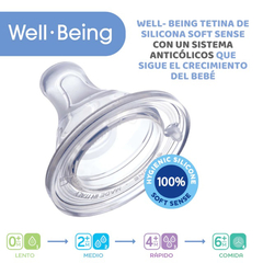 CHICCO BIBERON WELLBEING X 250 ML FLUJO MEDIO VERDE +2M - comprar online