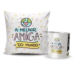 Kit almofada e caneca melhor amiga do mundo