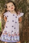 Vestido Princesa Sofia Pequena Barra laço manga infantil