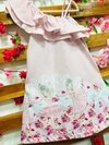 Vestido bailarina com flores rosinha babado infantil