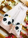 Vestido Panda e flores laço infantil