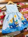 Vestido Arca de Noé azul pérolas infantil