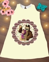 Vestido Marsha e o Urso dentro flor modelo trapézio infantil