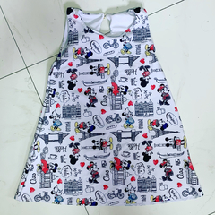 Vestido Mickey e Minnie Paris trapézio infantil