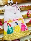 Vestido Ariel, Aurora e branca de neve rosa amarra infantil