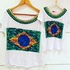 T shirt bandeira do Brasil fitinha mãe e filha