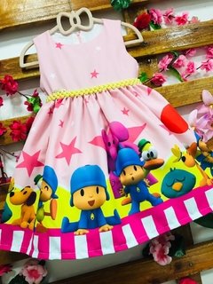 Vestido pocoyo rosa pérolas infantil