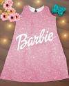 Vestido Barbie escrito trapézio infantil