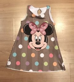 Vestido minnie bolas coloridas trapézio infantil