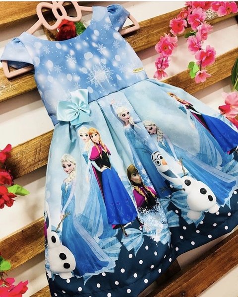 PROMOÇÃO Vestido Infantil Temático Personalizado Festa Frozen