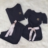 Conjunto shorts e blusinha preto simbolo mãe e filha