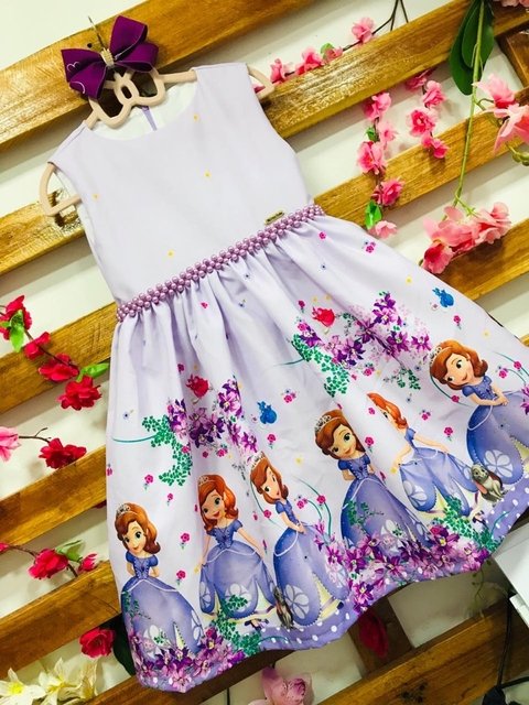 Vestido Princesa Sofia Corações modelo Julia infantil