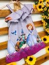 Vestido Princesa Sofia roxo castelo modelo Valentina infantil