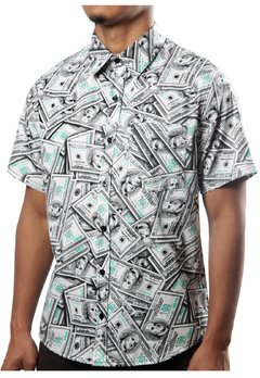 Camisa Casual Estampada Dolar Dinheiro Vintage Street Swag