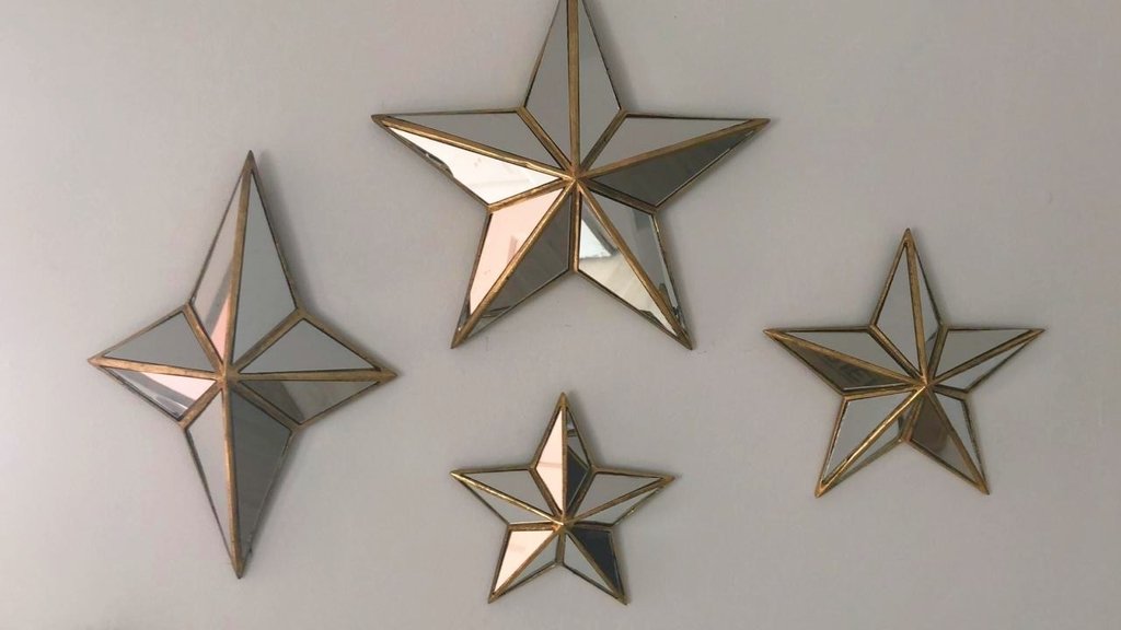 Pequeños espejos de pared con forma de estrella (par) - Estrellas  Lentejuelas