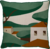 Capa de Almofada em Linho 50x50 - Aldeia Terracota/ Verde c/ Viés