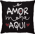 Capa de Almofada Preta O Amor Mora Aqui