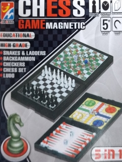 Juego de mesa magnetico 5 en 1 ajedrez damas backgammon