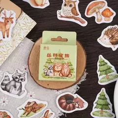 Caja con 30 stickers animalitos del bosque