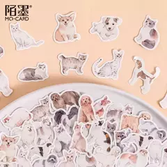 Caja con 46 stickers perritos y gatitos - comprar online