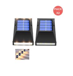 Pack X 2 Led Solar Aplique 6 Led Luz Calida Bidireccionales