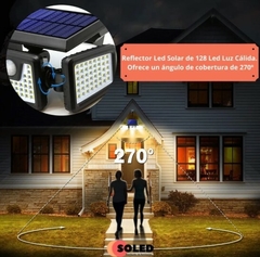 Imagen de Pack X 2 Reflector Led Solar 128 Led Luz Cálida Sensor