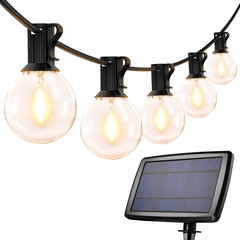 Guirnalda Led Solar 25 Bulbos Vidrio Calido Kermese