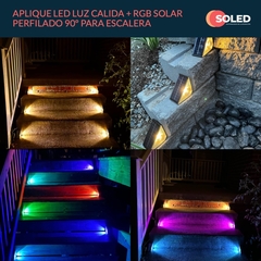 Aplique Led Solar Para Escalera Caminos Luz Calida Rgb - comprar online