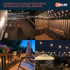 Guirnalda Led Solar 20 Bulbos Irrompibles Calido Kermese - comprar online