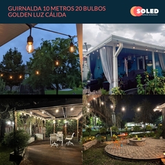 Guirnalda Led 10 Metros + 20 Bulbos Kermese Luz Calida - Soled Iluminación Solar 