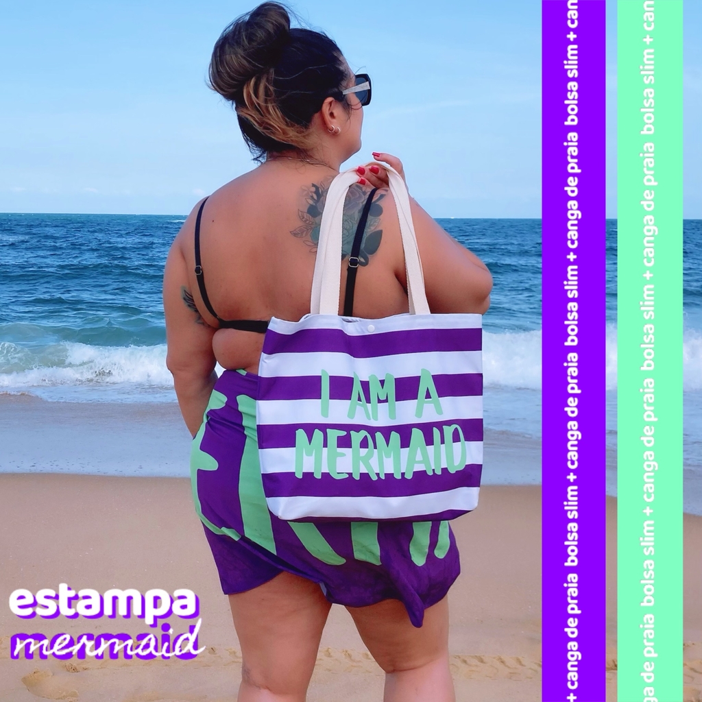 Bolsa Slim Personalizada | Estampa Mermaid Roxa e Verde