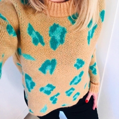 Sweater Luanda Camel & Aqua
