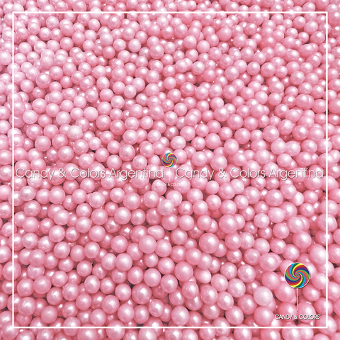 Mini Perlas comestibles confitadas 4 mm - rosa perlado 25 grms - decoración repostería - comestible - Sprinkles