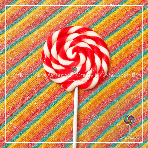 Paleta de caramelo 8,5 cm de diámetro - rojo y blanco