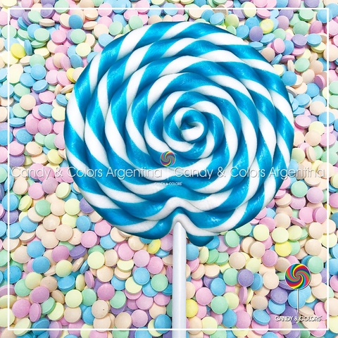 Paleta de caramelo grande aprox. 13,5 cm azul y blanco