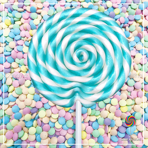 Paleta de caramelo grande aprox. 13,5 cm - celeste y blanco