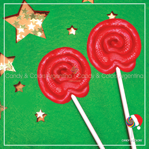 Paleta de caramelo de aprox. 6 cm de diámetro - rojo liso - navidad